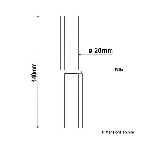 Gond forg 20mm avec axe 12mm  souder paulements verticaux Gond  souder Gond