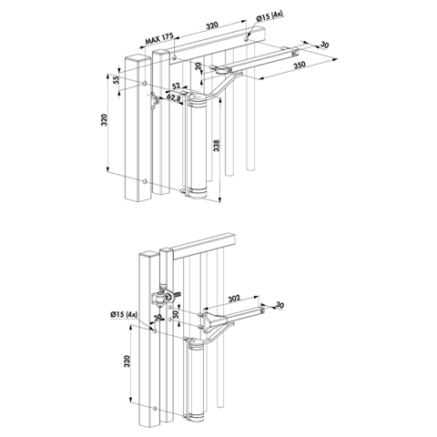 Ferme portail compact hydraulique polyvalent 75kg Sans charnire Ferme portail hydraulique