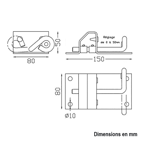 Sabot de portail rglable de 0  50mm  fixer au sol A fixer Sabot de portail