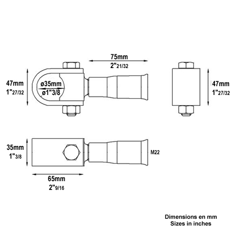 Gond rglable  sceller 35mm M22 Gond  sceller Gond