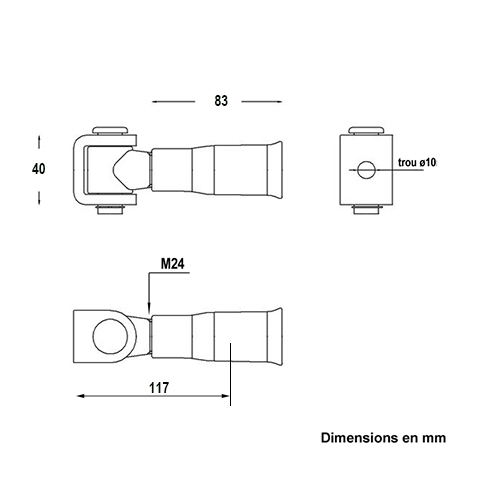 Gond charnire Gond rglable M24  sceller avec rglage horizontal Gond  sceller Gond