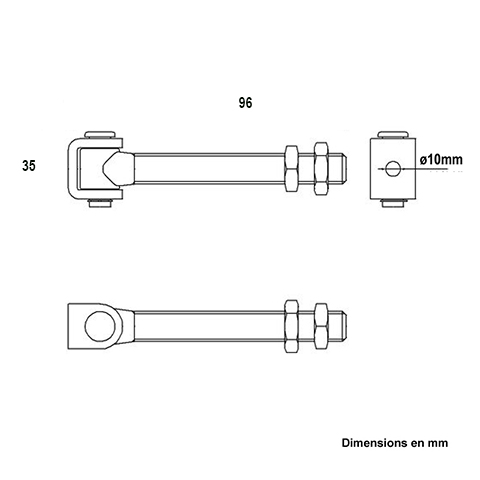 Gond charnire M24 rglable horizontal long avec crou avec U en acier  souder Gond charnire 