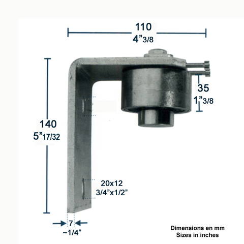 Pivot roulement haut 68mm 40x40mm sur querre rglage horizontal Roulement  bille Pivot - Cra