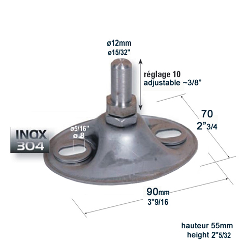 Crapaudine INOX 90x70mm Crapaudine Pivot - Crapaudine