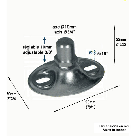 Crapaudine ACIERX 90x70mm Crapaudine Pivot - Crapaudine