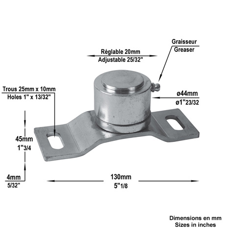 Pivot infrieur 44mm  roulement sur platine support avec rglage Roulement  bille Pivot - Cr