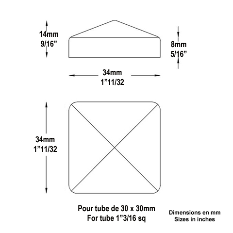 Couvre pilastre acier 30x30mm couvre poteau  souder acier Couvre pilastre