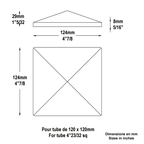 Couvre pilastre acier 120x120mm couvre poteau  souder acier Couvre pilastre