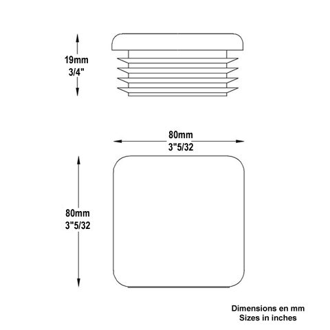 Bouchon nylon 80x80mm plein pour tube carr paisseur 2  4mm Plein Bouchon plastique