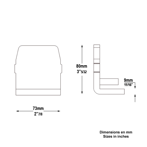 Guide de fin d`ouverture rail de 72x72mm Guide de fin de course Autoportant - Cantilever