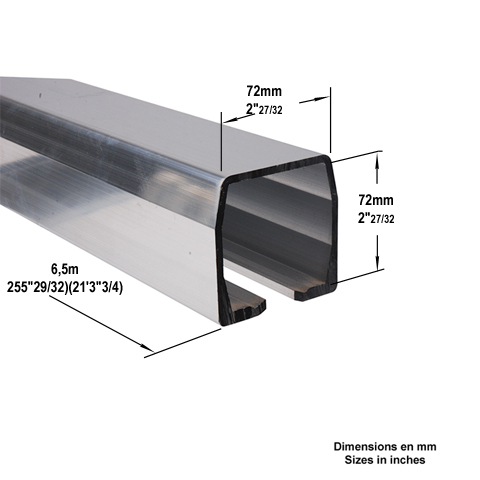 Rail autoportant 72x72mm pour chariot de guidage cantilever Rail autoportant Autoportant - Cant