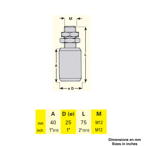 Galet de guidage 25xL75mm Galet Guidage