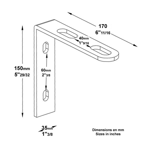 Bras support coud 170x150mm pour galets de guidage acier galvanis Support galet Guidage pour 