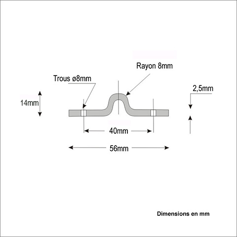 Rail  visser en forme de U 16mm longueur 2m pour portails coulissants A visser Rail