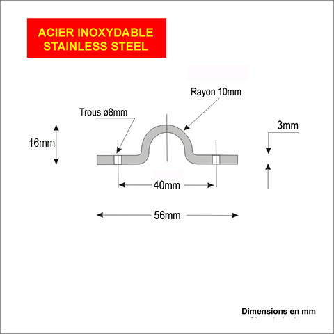 Rail  visser en forme de U INOX 20mm longueur 3m pour portails coulissants A visser Rail