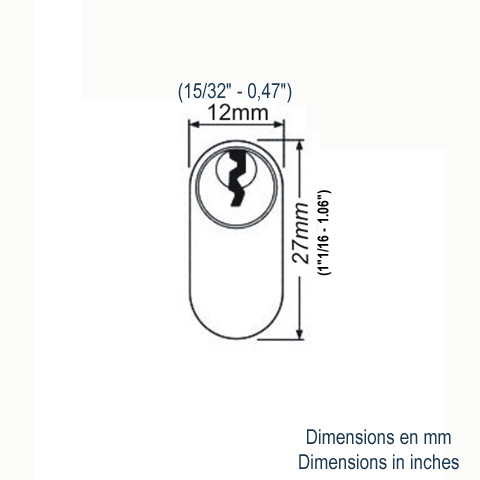 Cylindre ovale 30+30mm Cylindre Divers accessoires