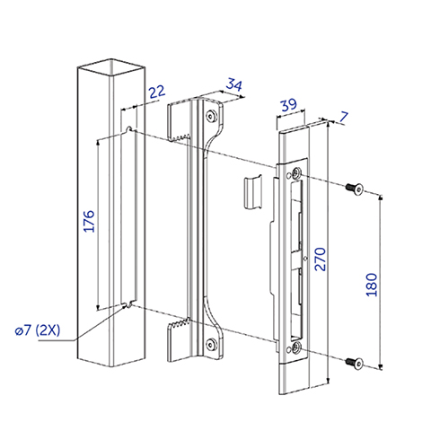 Gache acier inox rversible SFKI pour tube carr Gche Accessoires Locinox