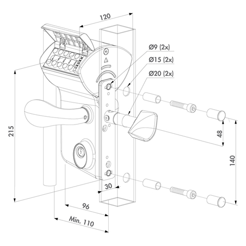 Serrure  code mcanique LLKZ mcanisme INOX pour portails coulissants  code mcanique Serrure