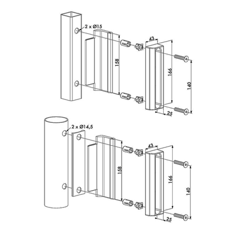 Gche acier INOX LOCINOX pour portails  battants Gche Accessoires Locinox