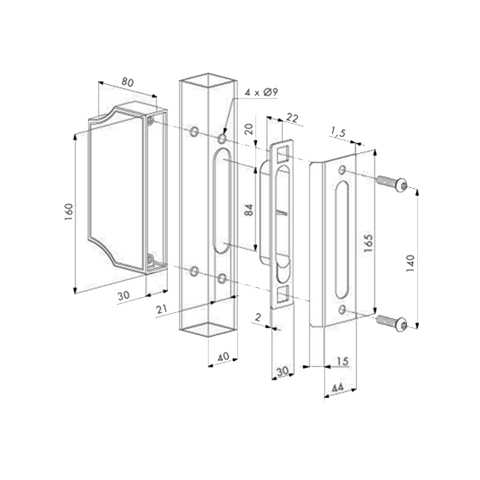 Coffre dcoratif avec gche pour serrure de portail ouvrant Gche Accessoires Locinox