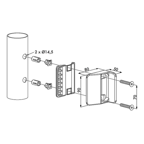 Gache pour serrures de scurit piscine tube rond 60mm Gche Accessoires Locinox