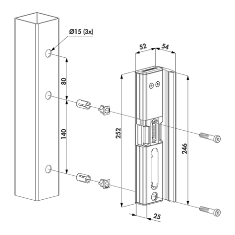 Gche lectrique  mission Modulec pour portail ou portillon Gche lectrique Gche