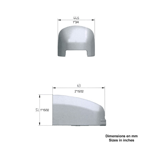 Cache pour modulo gond couleur noir RAL9005 en plastique Cache Noryl pour gond Gond modulo