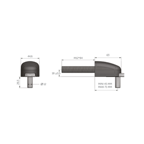 Modulo gond sans cache avec axe filet M12 acier inox Fixation rapide 1 point Gond modulo