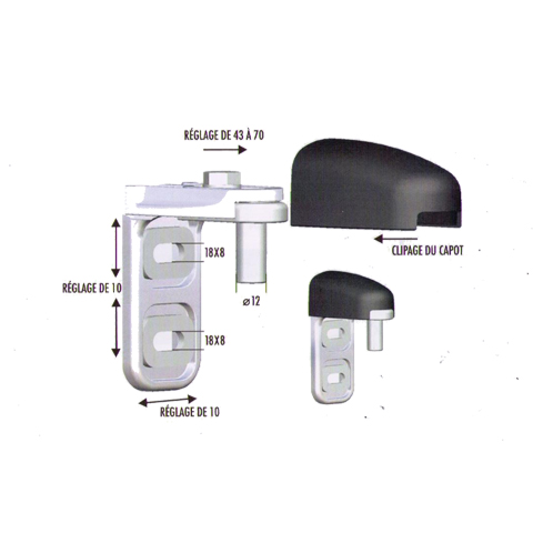 Accessoires de Portail Modulo gond en acier inox sans cache avec 2 points de fixation