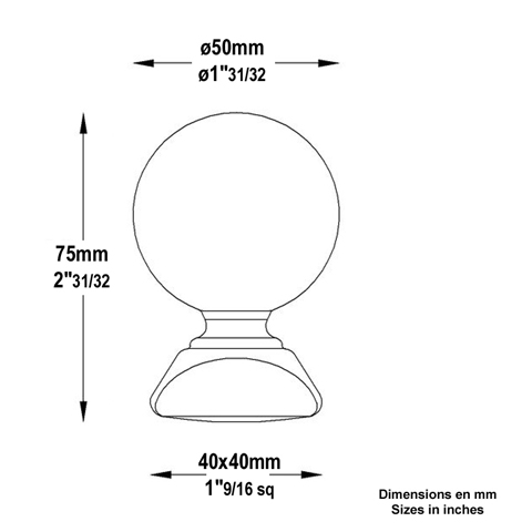 Boule escalier acier forge H75mm Pommeau acier Barrire de piscine en kit