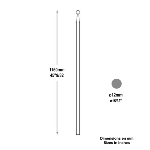 Barreaux  boules 1150mm rond de  12mm sur barreau appoint au pilon Barreau  boule Barreau a