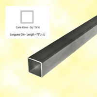 Profilé, Barres Barre profilée tube 16x16mm longueur 2m carré lisse acier laminé brut Barre pro