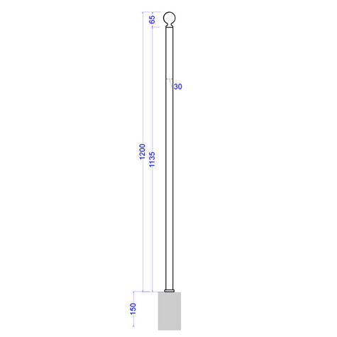 Poteau de cloture Linar  fixer 1200mm Pour Marina Riviera Levante Poteau  fixer