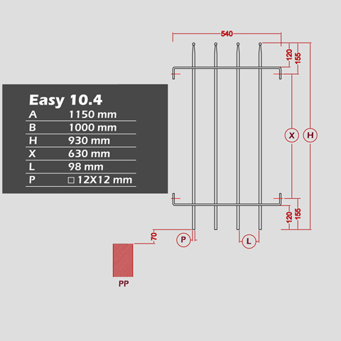 Grille cloture EASY 10.4 prte  poser Grille hauteur 1m Clture EASY