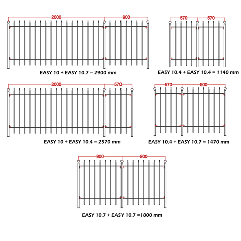 Grille cloture EASY 10.4 prte  poser Grille hauteur 1m Clture EASY