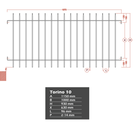 Grille de cloture TORINO 10 prte  poser Grille hauteur 1m et 1,2m Clture TORINO