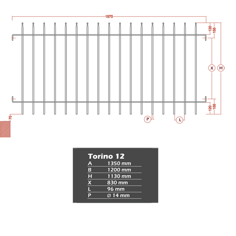 Grille de cloture TORINO 12 prte  poser Grille hauteur 1m et 1,2m Clture TORINO