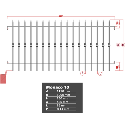 Prt  Poser et Kits Grille de cloture MONACO 10 prte  poser