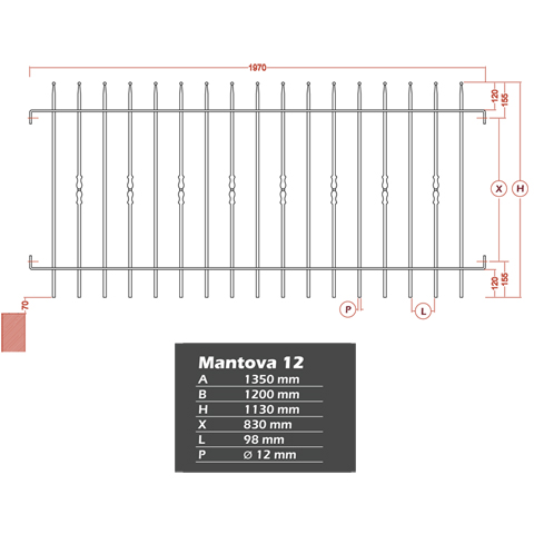 Grille de cloture MANTOVA 12 prte  poser Grille hauteur 1m et 1,2m Clture MANTOVA