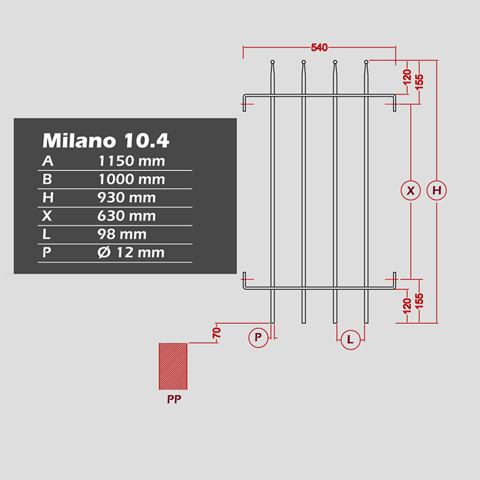 Grille de cloture MILANO 10.4 prte  poser Grille hauteur 1m Clture MILANO