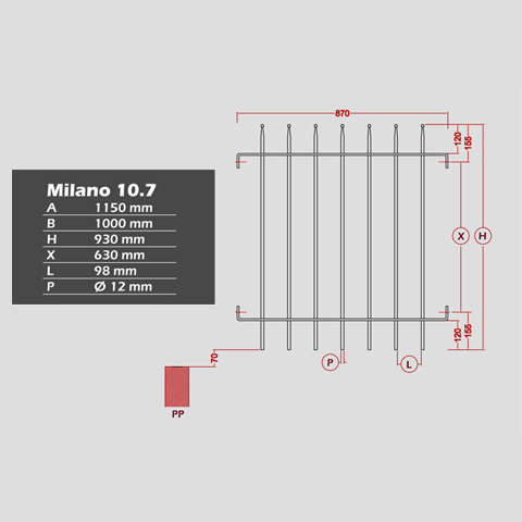 Grille de cloture MILANO 10.7 prte  poser Grille hauteur 1m Clture MILANO