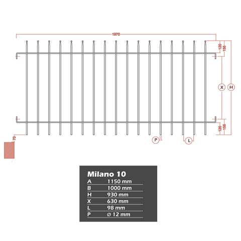 Grille de cloture MILANO 10 prte  poser Grille hauteur 1m Clture MILANO