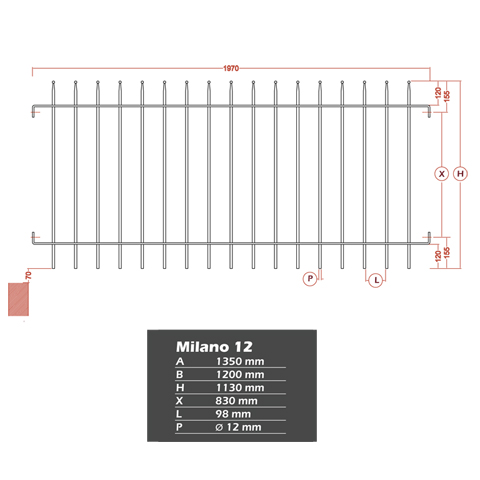 Grille de cloture MILANO 12 prte  poser Grille hauteur 1,2m et 1,5m Clture MILANO