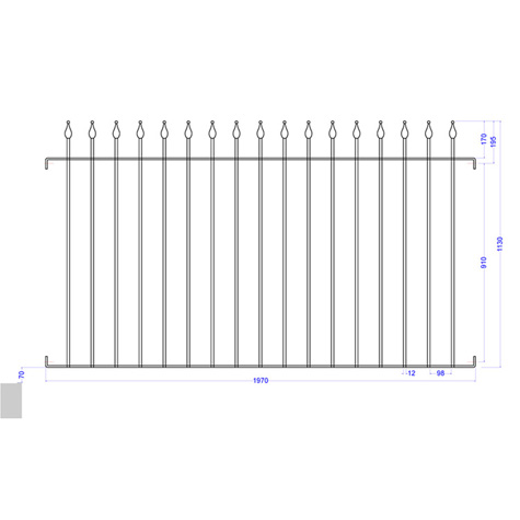 Grille de cloture FIRENZE 12 prte  poser hauteur 1m, 1,2m et1,5m Clture FIRENZE