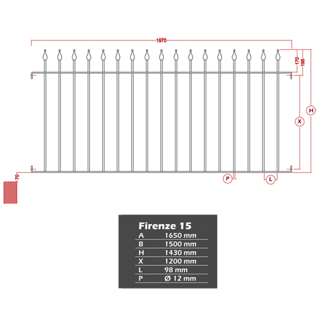 Grille de cloture FIRENZE 15 prte  poser hauteur 1m, 1,2m et1,5m Clture FIRENZE