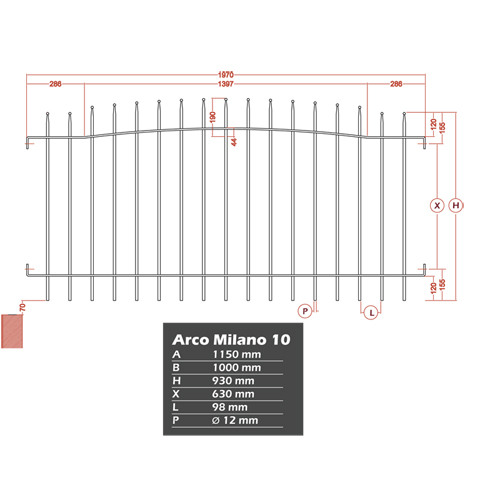 Grille de cloture Arco Milano 10 prte  poser Grille hauteur 1m Clture MILANO