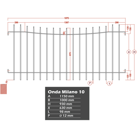 Grille de cloture Onda Milano 10 prte  poser Grille hauteur 1m Clture MILANO