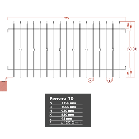 Grille de cloture FERRARA 10 prte  poser Grille hauteur 1m et 1,2m Clture FERRARA