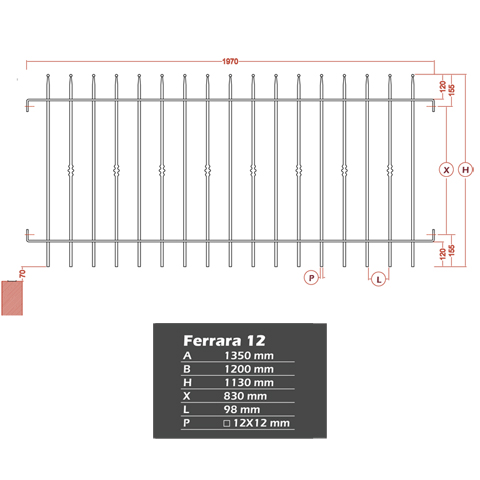 Grille de cloture FERRARA 12 prte  poser Grille hauteur 1m et 1,2m Clture FERRARA