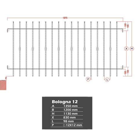 Grille de cloture BOLOGNA 12 prte  poser Grille hauteur 1m et 1,2m Clture BOLOGNA